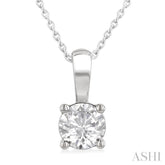 3/4 Ctw Prong Set Round Cut Diamond Solitaire Pendant With Chain in 14K White Gold